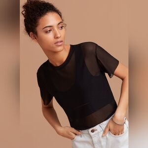 WILFRED Black Tulle Mesh Tee M